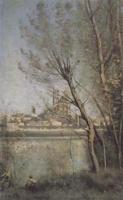 Jean Baptiste Camille  Corot La cathedrale de Mantes (mk11) Sweden oil painting art